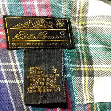 Eddie Bauer 90s 블랙 택 구제 의류 패치워크 셔츠