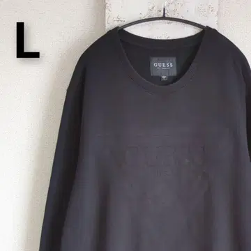 구제 의류 GUESS 게스 맨투맨 블랙 로고 엠보 지퍼 L