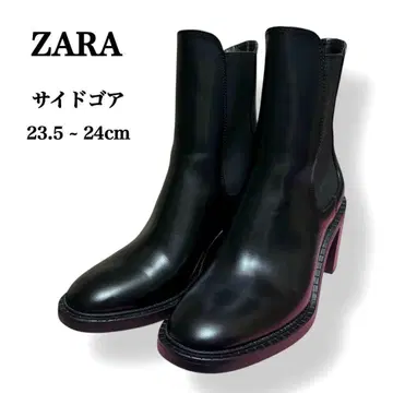 [ 미사용급 ] ZARA 자라 사이드 고어 부츠 37 블랙 힐