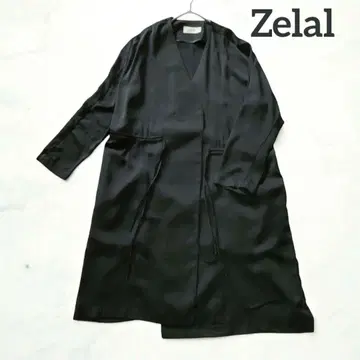 Zelal 모토마치 제라르 발수 가공 코트 빈티지 새틴 블랙