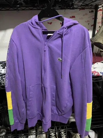 Lacoste 보라색 집업 후드티