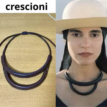Crescioni 가죽 목걸이 브라운 브라운