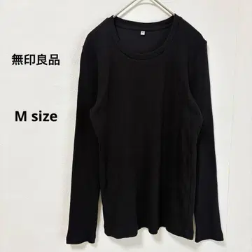 무인양품 MUJI 리브 티셔츠 M 긴팔 블랙 크루넥 심플