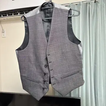 수트 베스트 그레이 체크 무늬 블랙