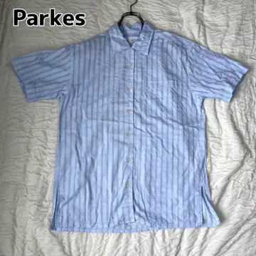 Parkes 스트라이프 셔츠 블루 반팔 포켓