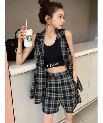 COCOTTE 체크 무늬 숏팬츠