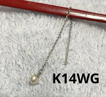 익명 배송 K14WG 화이트 골드 아메리칸 귀걸이 펄