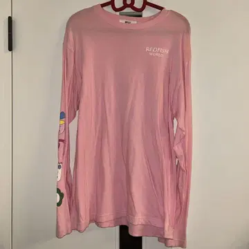WEGO REDFISH WORLD 콜라보레이션 긴팔 롱 T셔츠 핑크
