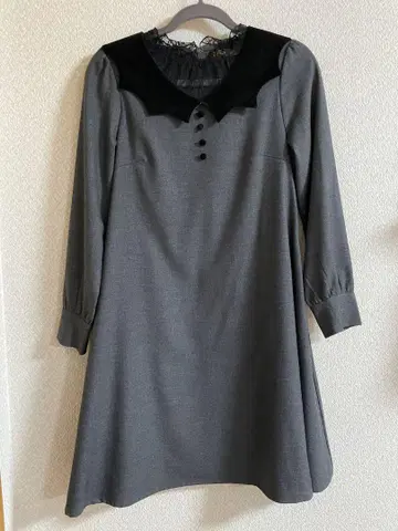 핀트 박쥐풍 탈부착 카라 원피스