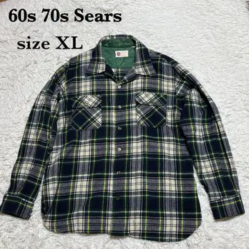 60s 70s Sears 보드 셔츠 사이즈 XL 좋은 배색 vintage