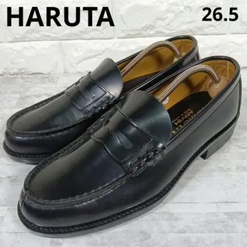미사용급 HARUTA 코인 로퍼 6550 블랙 가죽 26.5