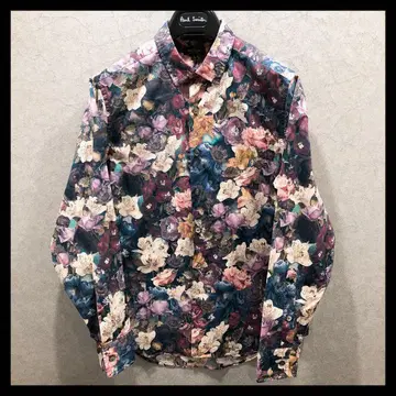[ 새상품급 ] 폴스미스 긴팔 셔츠 M 사이즈 꽃무늬 퍼플 계열