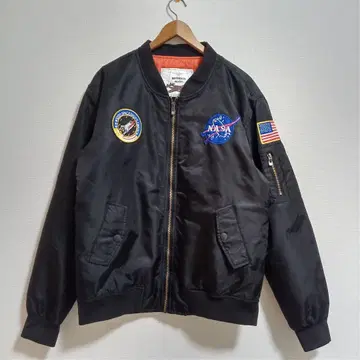 레어! MA-1풍 나일론 블루종 NASA 스페이스 셔틀 성조기 XL