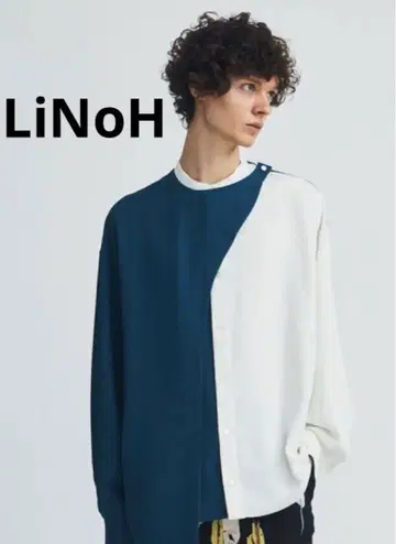 LiNoH 블루 화이트 절개 긴팔 셔츠 사이즈 1 ( M )