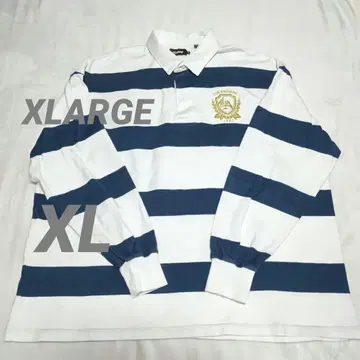 XLARGE 라거 셔츠 XL 사이즈 자수 로고 화이트 네이비 보더