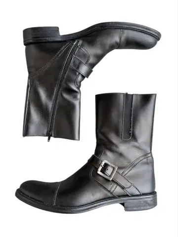 italy leather side zip engineer boots