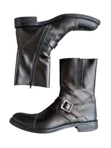 italy leather side zip engineer boots