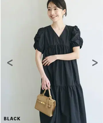 베이스먼트 온라인 퍼프 슬리브 롱 원피스 사이즈 F