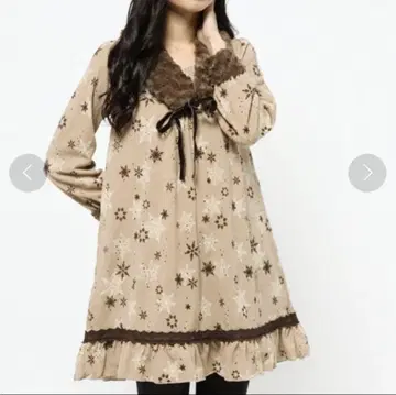 axes femme 눈꽃 패턴 A라인 원피스 걸리시 모리걸 퍼