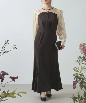 Kana 도트 슬리브 머메이드 드레스 사이즈 S
