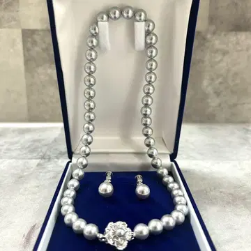 진주 느낌 간섭색 목걸이 & 귀찌 세트