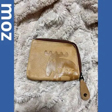 moz 천연 가죽 L자 지퍼 코인 케이스 베이지