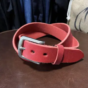 네고 불가 도치기 가죽 워싱 가공 벨트 레드 35mm 천연 가죽 소가죽