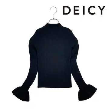 11T401 DEICY 프릴 니트 블랙 플레어 슬리브 니트 스웨터 F