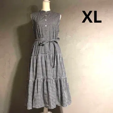 새상품급 유니클로 슬라브 코튼 원피스 슬리브리스 짧은 기장 XL