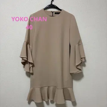 YOKO CHAN 베이지 미니 원피스 긴팔 플레어 슬리브 40