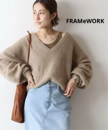 FRAMeWORK 프레임워크 모헤어 V넥 크루즈 니트 정가 2만 엔