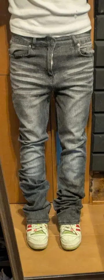플레어 팬츠 데님 그레이 us drip