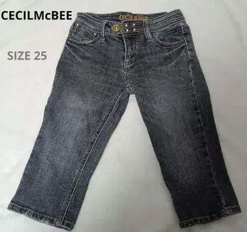 [ CECIL McBEE ] 다크 블루 크롭 데님 팬츠