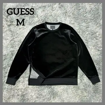 미사용급 GUESS 트레이닝복 M 블랙 사이드 지퍼 벨로아 벨벳