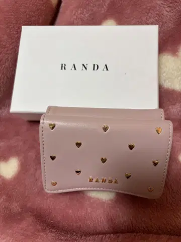 RANDA 하트 스터드 3단 폴더형 지갑 핑크