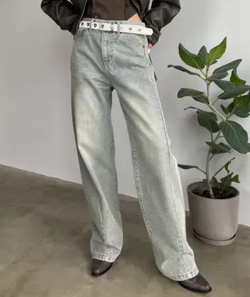 SHAGGIE 빈티지 오버 다이 커브 데님 팬츠