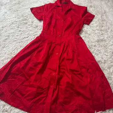 브룩스브라더스 레드 원피스 반팔 셔츠 원피스 플레어 사이즈 2