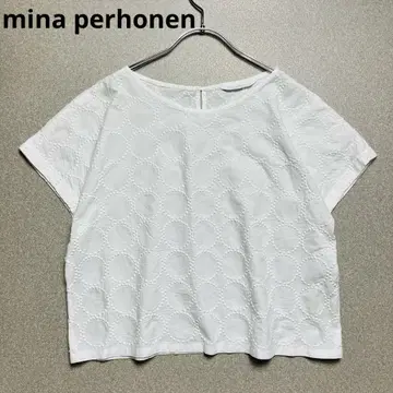 mina perhonen tambourine 탬버린 자수 반팔