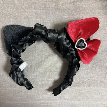 리본 포함 머리띠 블랙 빨간색