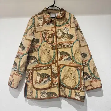 구제 의류 vintage 자켓 고양이 패턴