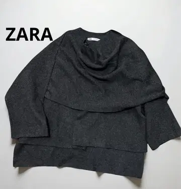 ZARA 자라 니트 판초풍 케이프 코트 차콜 M 사이즈
