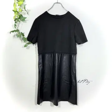 ZARA 자라 인조 가죽 절개 원피스 M 블랙