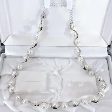 미사용급 Swarovski 실버 펄 크리스탈 목걸이