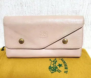 일비종떼 IL BISONTE W 플랩 장지갑 천연 가죽 핑크