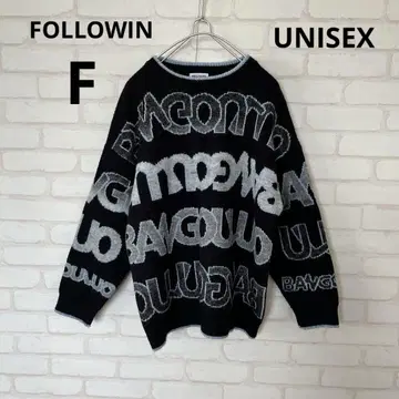 FOLLOWIN 그라데이션 레터링 라운드 니트 UNISEX