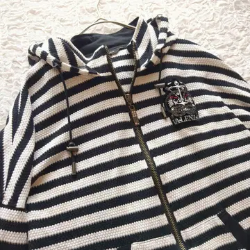 VALENZA 후드티 후드 보더 화이트 블랙 큐빅 42