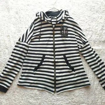 VALENZA 후드티 후드 보더 화이트 블랙 큐빅 42