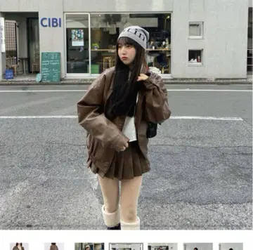 RiLi JUDIN 가죽 라이크 오버 자켓 브라운