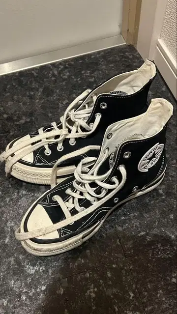한국 CONVERSE 올스타 블랙 하이컷 상자 없음