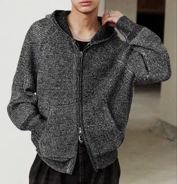 AZE KNIT CROPPED HOODIE